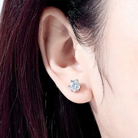 Certified 4ct. t.w. Moissanite Diamond Round Stud Earrings NEW - Picture 6 of 10